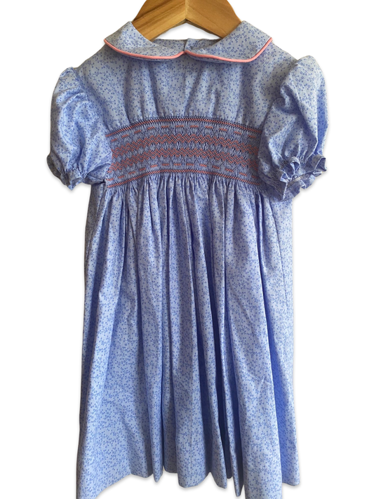 Blue hand smocked dress - size 1