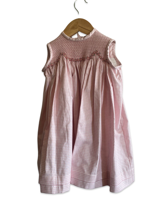 Pink hand smocked dress - size 1