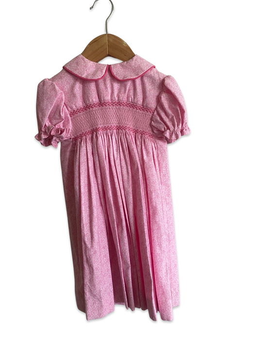 Pink hand smocked dress - size 1