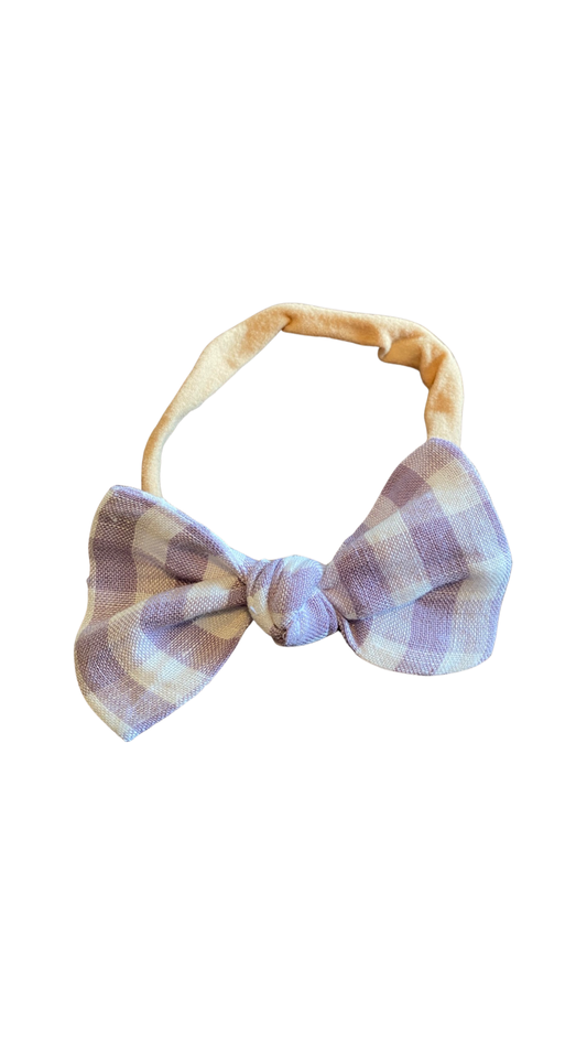 Head Bow - purple lavender gingham