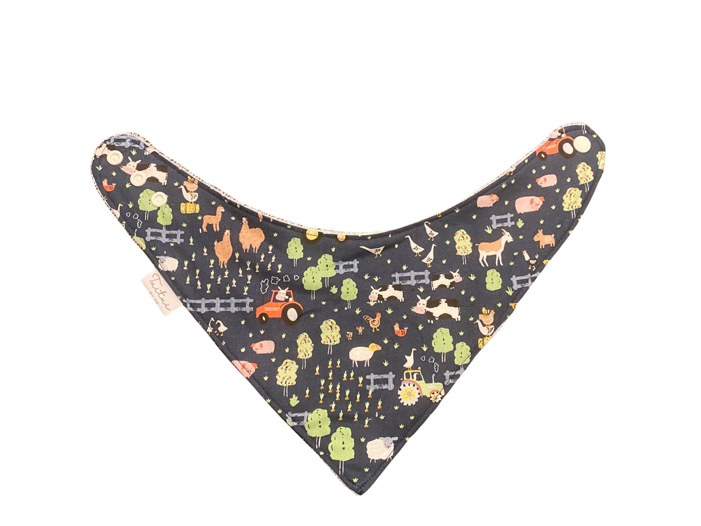 Navy farm yard bandana bib