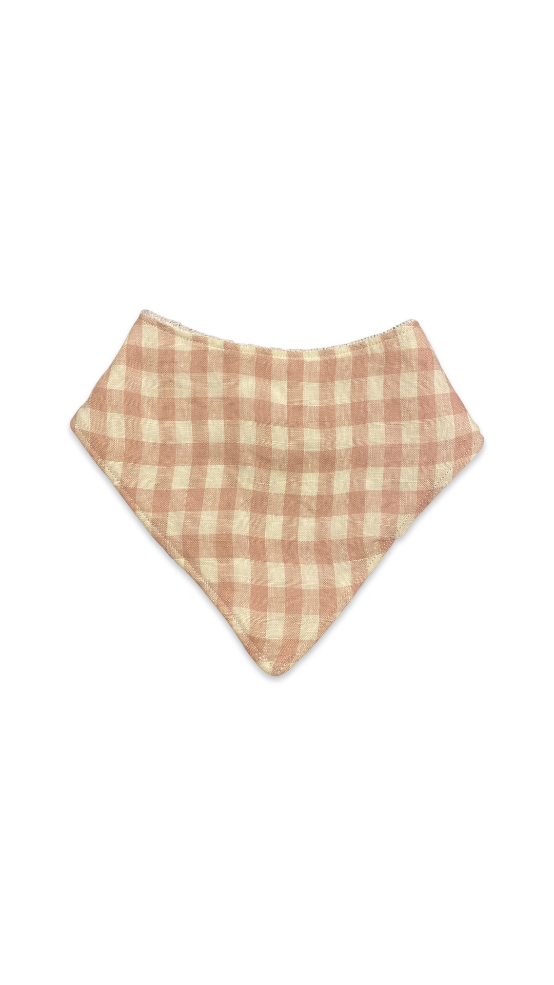 Pink linen gingham bandana bib