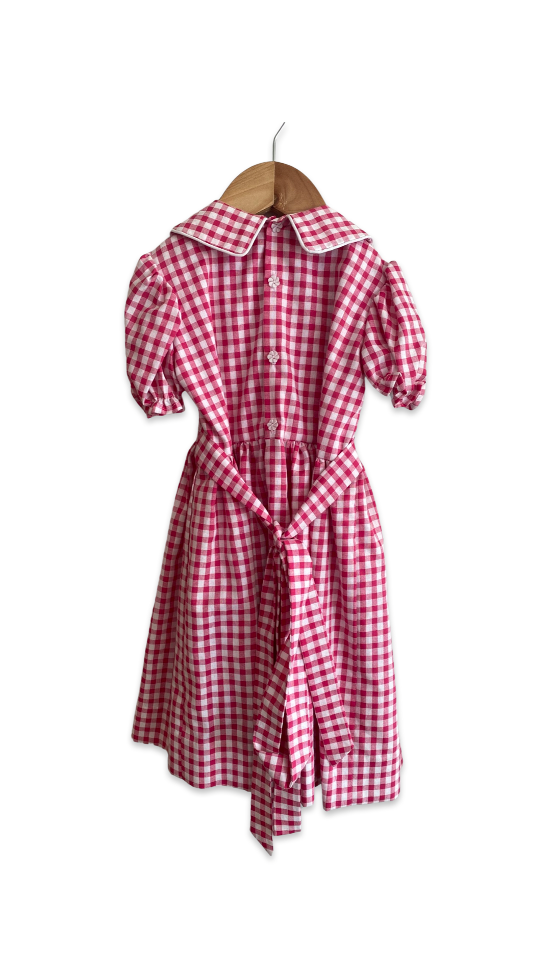 Pink gingham - hand smocked dress - size 2