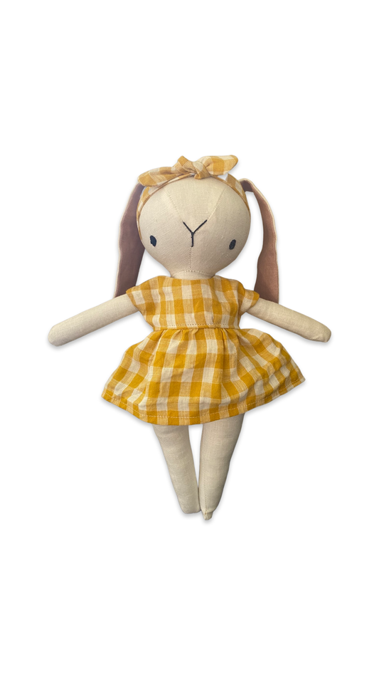 Linen Rabbit yellow gingham Dress