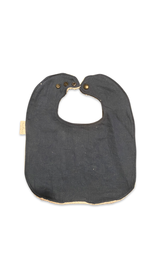 Navy linen feeder bib