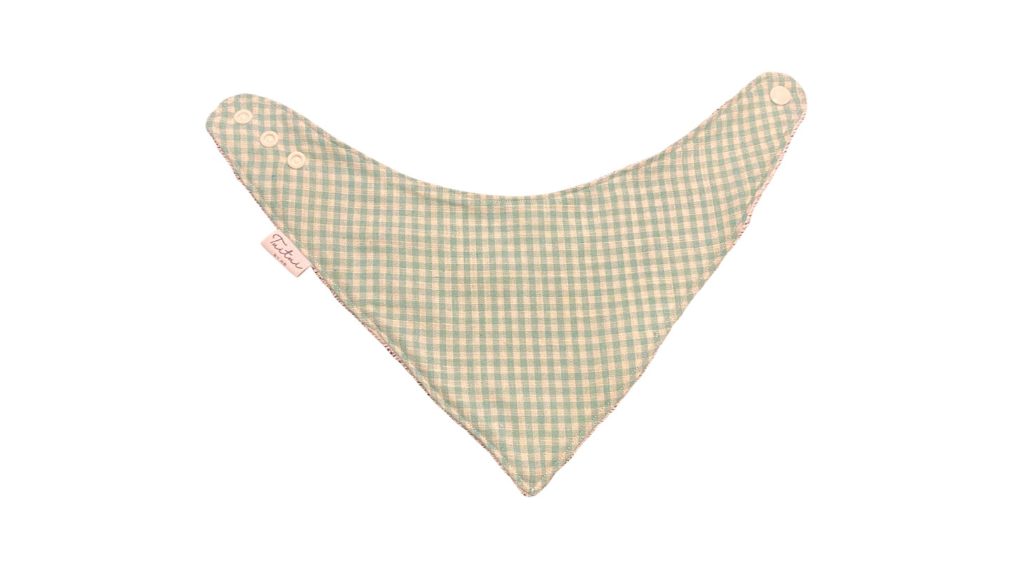 Mint gingham bandana bib