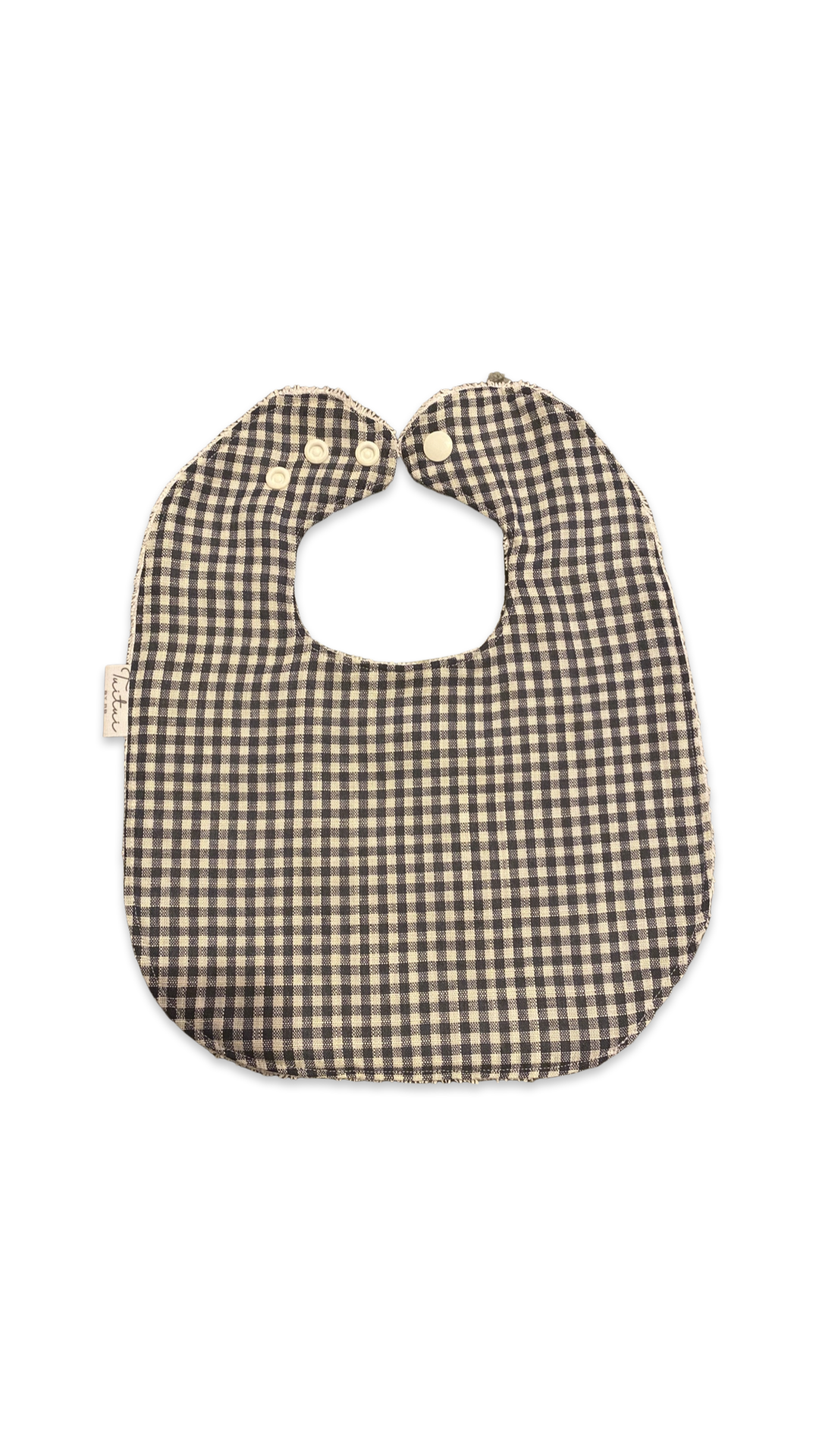 Navy gingham feeder bib