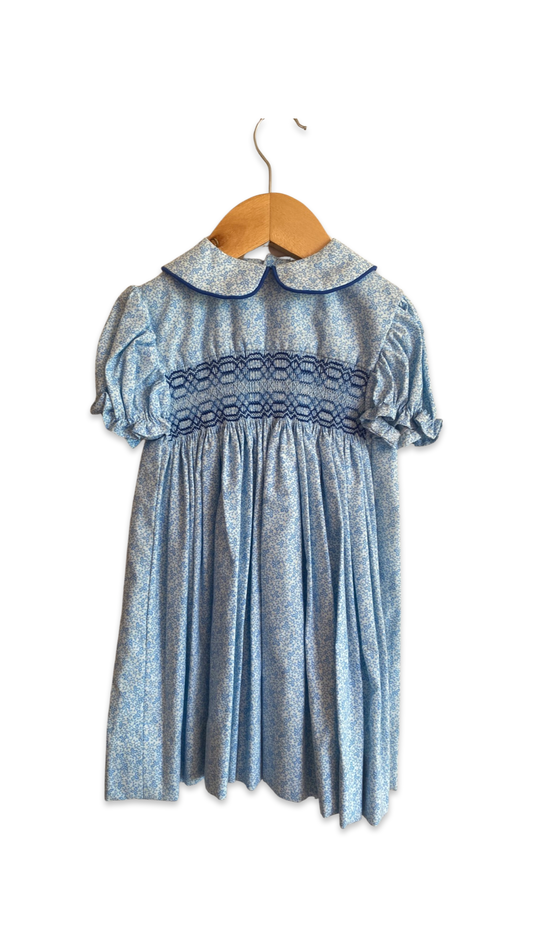 Blue hand smocked dress - size 1