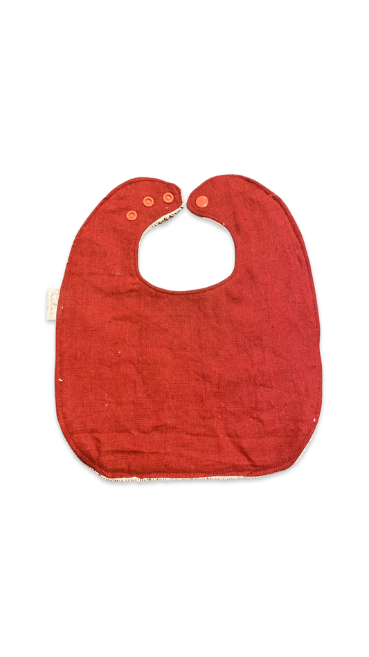 Maroon linen feeder bib