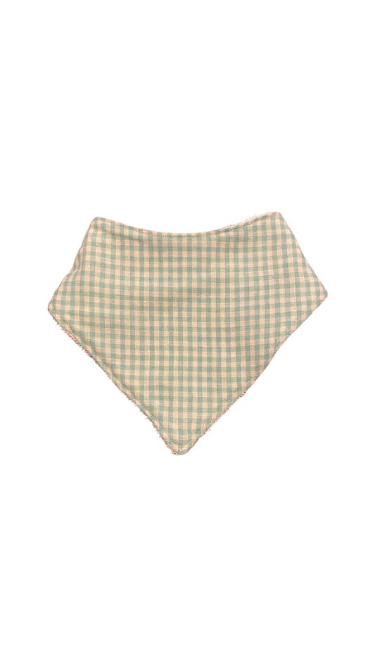 Mint gingham bandana bib