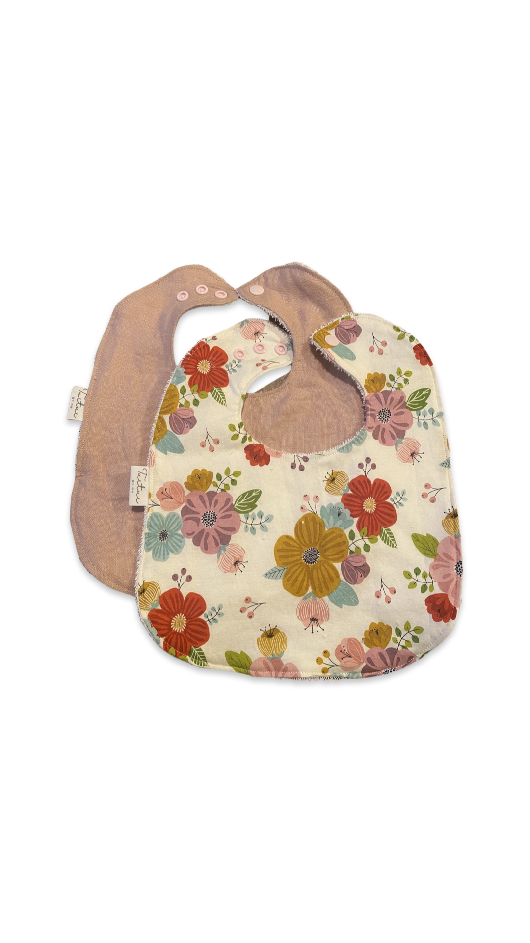 Pink linen feeder bib