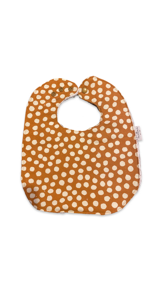 Mustard polka dots feeder bib