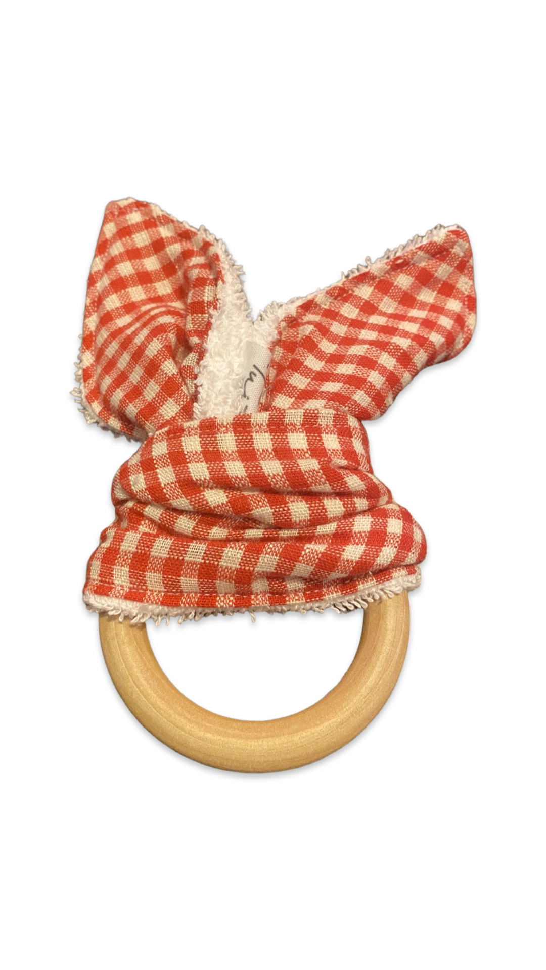 Ring teether - red gingham